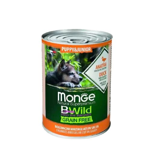 BWild Grain Free Puppy & Junior Duck kacsa sütőtökkel és cukkinivel 400g